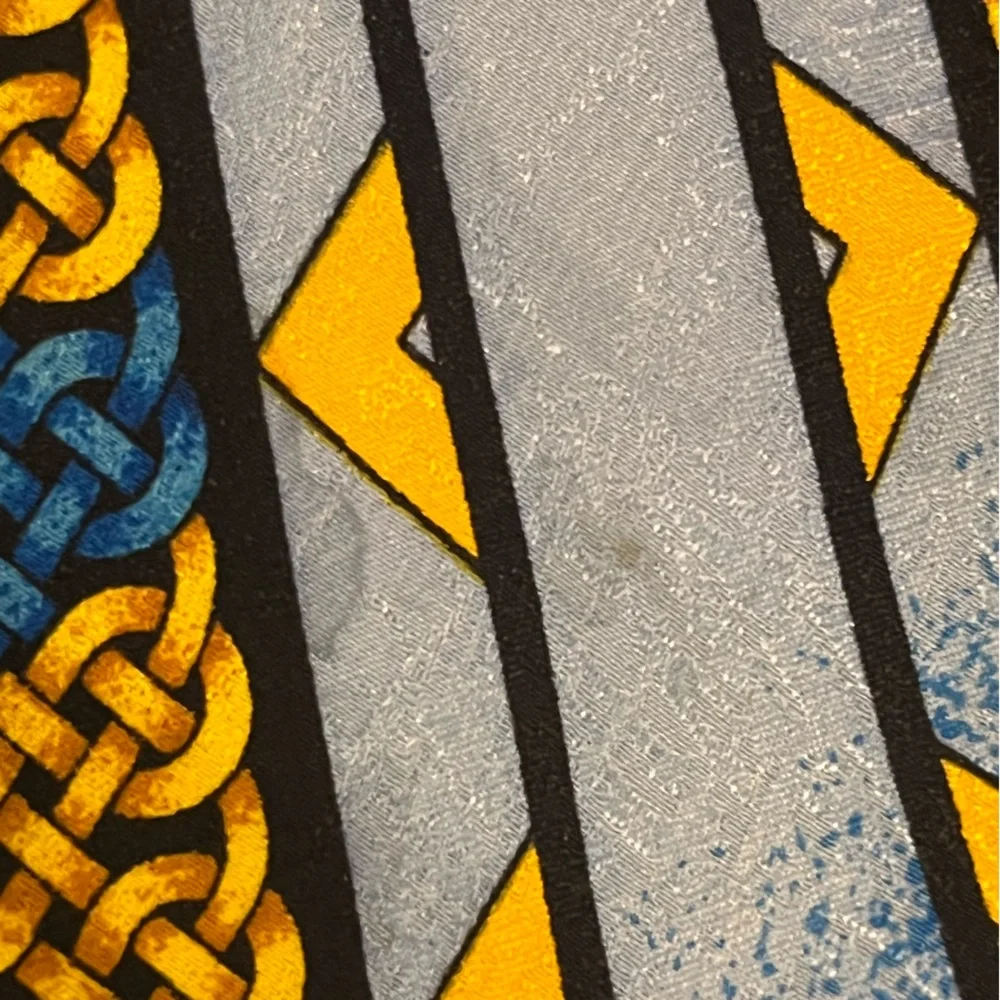 Rush Limbaugh No Boundaries Collection‎ Vintage Blue Yellow Links 90s Silk Tie
